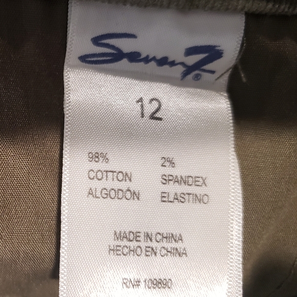 Seven 7 Corduroy Pants Ultra High Rise Skinny Olive Green Cotton Stretch Size 12 - Picture 3 of 16